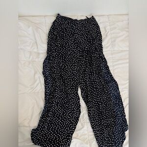 Navy blue and White Polka Dot Wide split Leg Pants